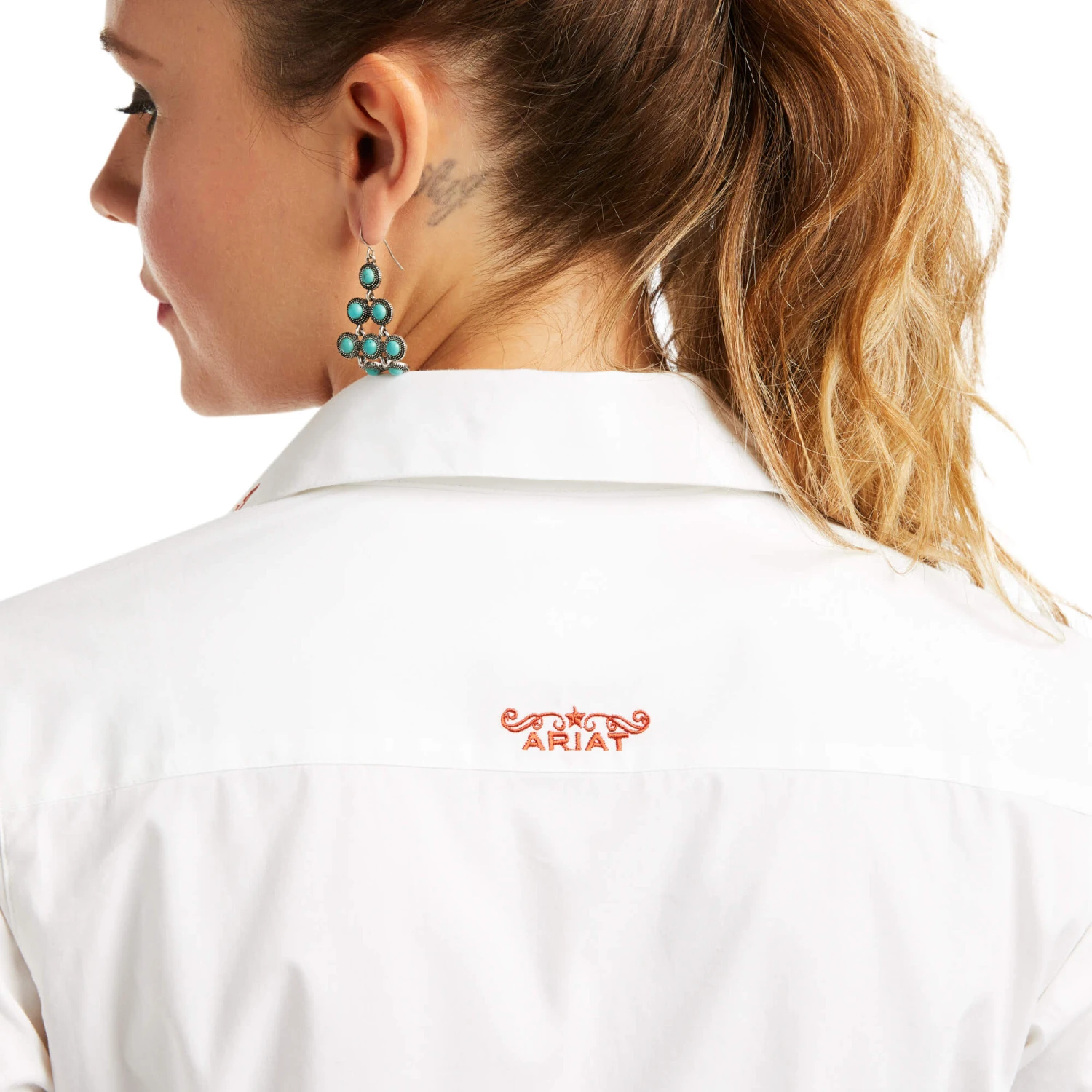 Ariat® Ladies Team Kirby Long Sleeve Stretch White Shirt 10037926 - Image 7