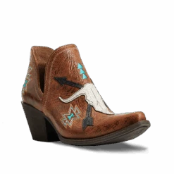 Ariat Ladies Encore Southwestern Cognac Snip Toe Booties 10040376