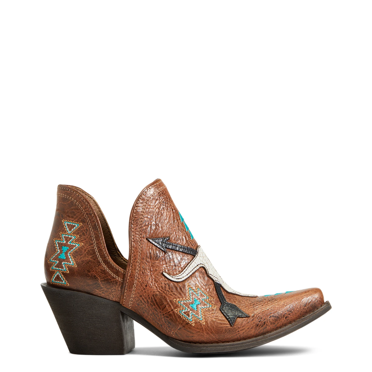 Ariat Ladies Encore Southwestern Cognac Snip Toe Booties 10040376 - Image 4