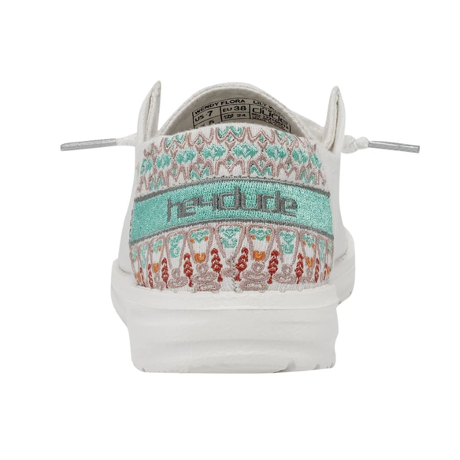 Hey Dude Ladies Wendy Flora Lily White Casual Shoes 40064-1JV - Image 4