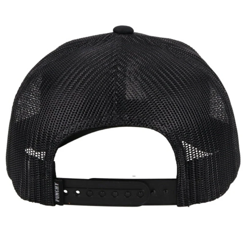 Hooey "Punchy" 6-Panel Black And White Logo Black Snapback Hat 5028T-BK - Image 2