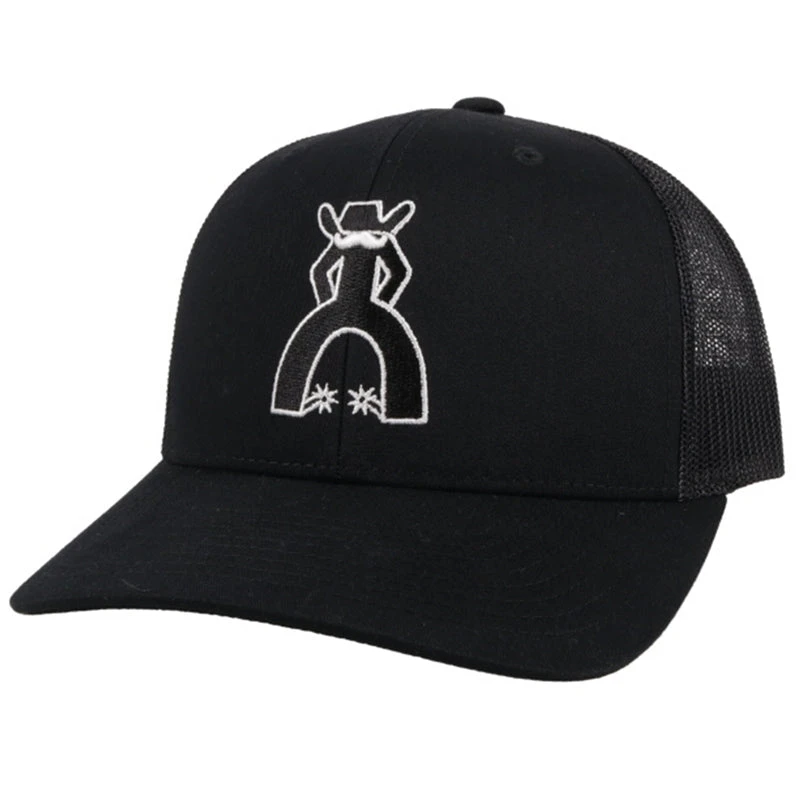 Hooey "Punchy" 6-Panel Black And White Logo Black Snapback Hat 5028T-BK