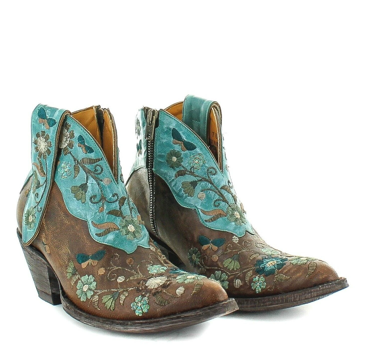 Old Gringo Ladies Cate Brown & Turquoise Floral Shortie Boots BL3186-1 - Image 4