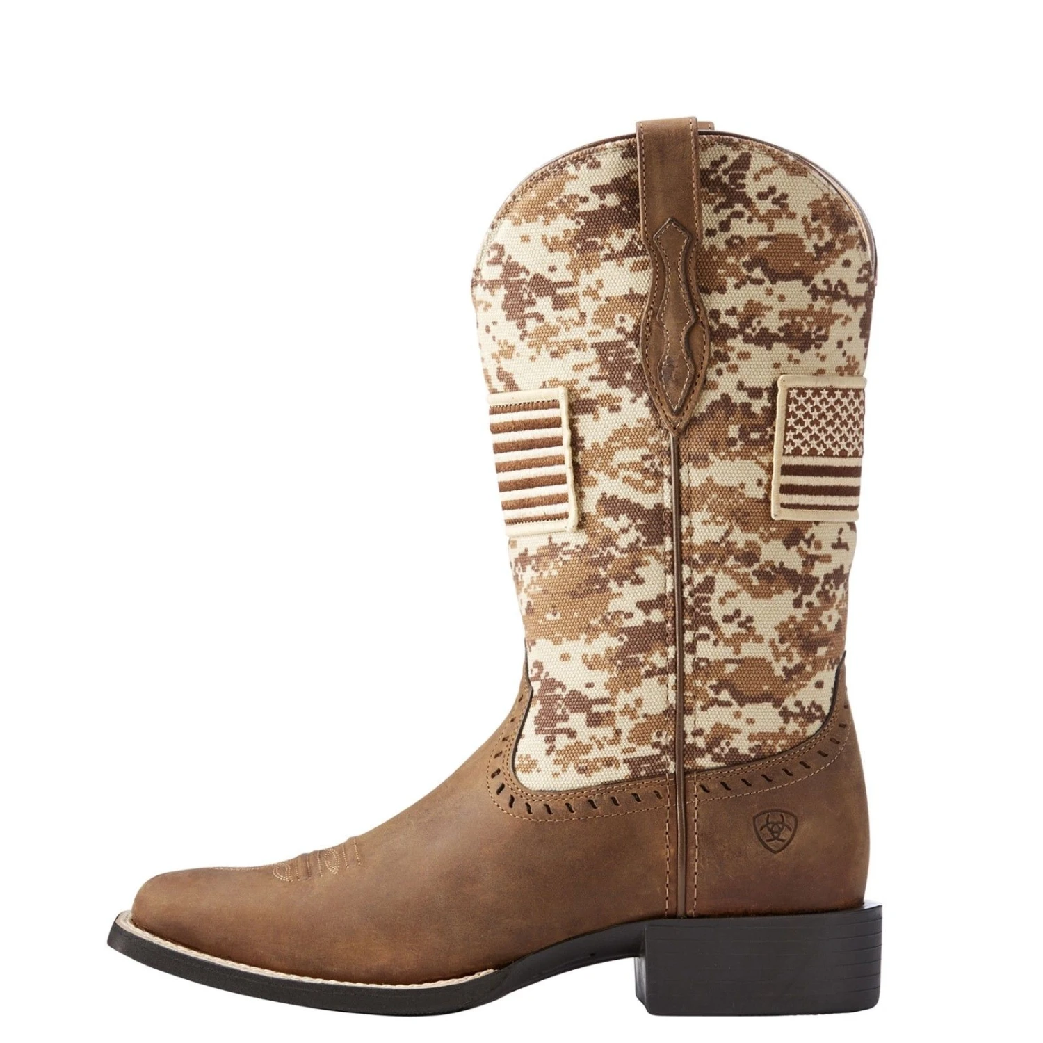 Ariat® Ladies Round Up Patriot Brown Sand Camo Flag Boots 10023368 - Image 4