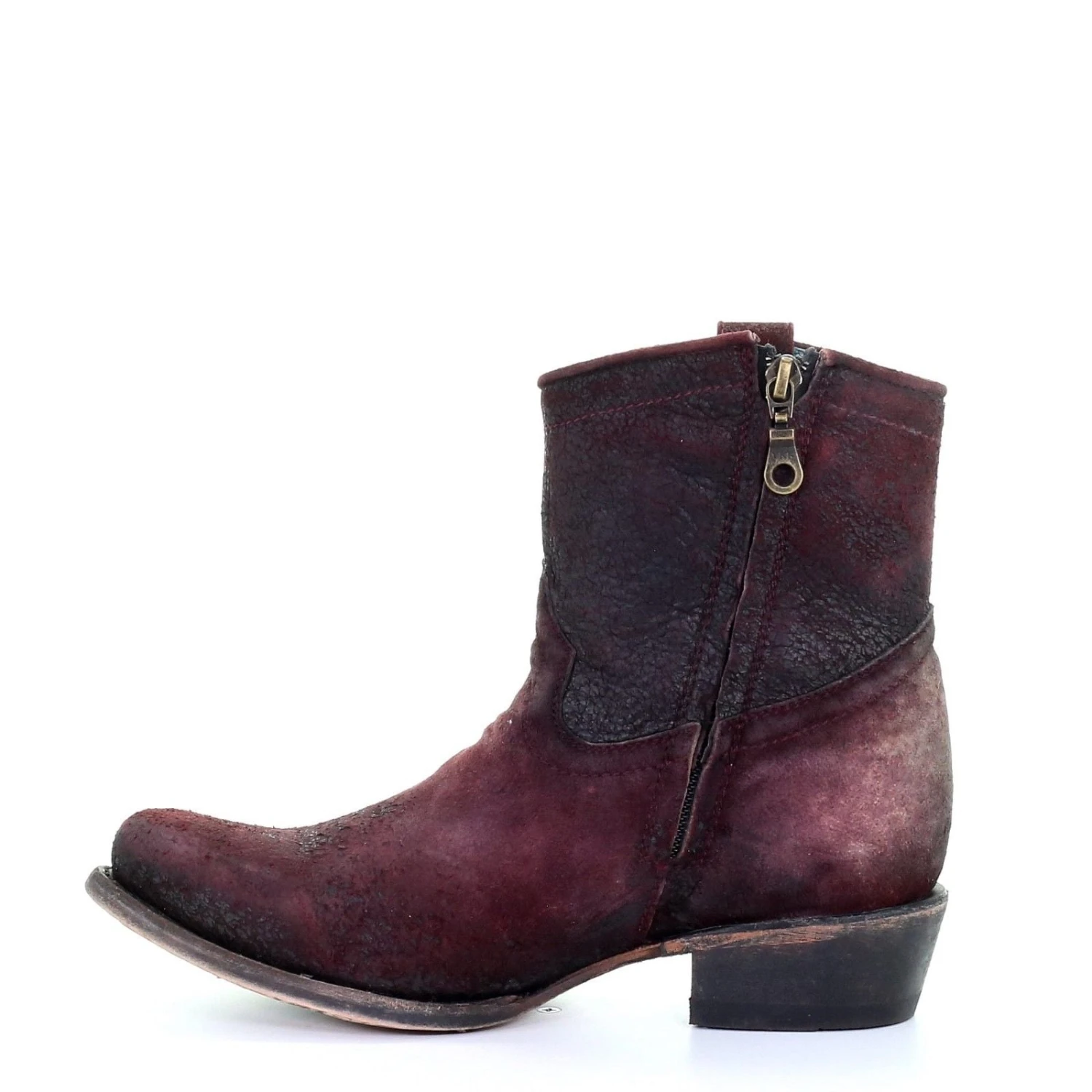Corral Boots Corral Ladies Wine Red Lamb Round Toe Shortie Ankle Boots C3416 - Image 4