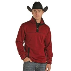 Powder River Men's Performance Jacquard Burgundy Knit Sweatshirt 91-1051