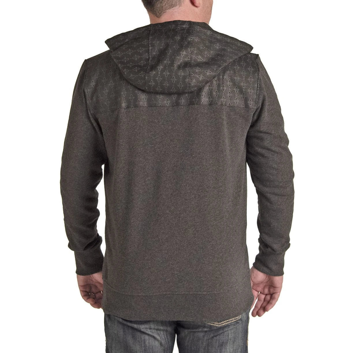 Rock & Roll Cowboy Men's Aztec Print Charcoal Twill Hoodie 92-1122 - Image 2