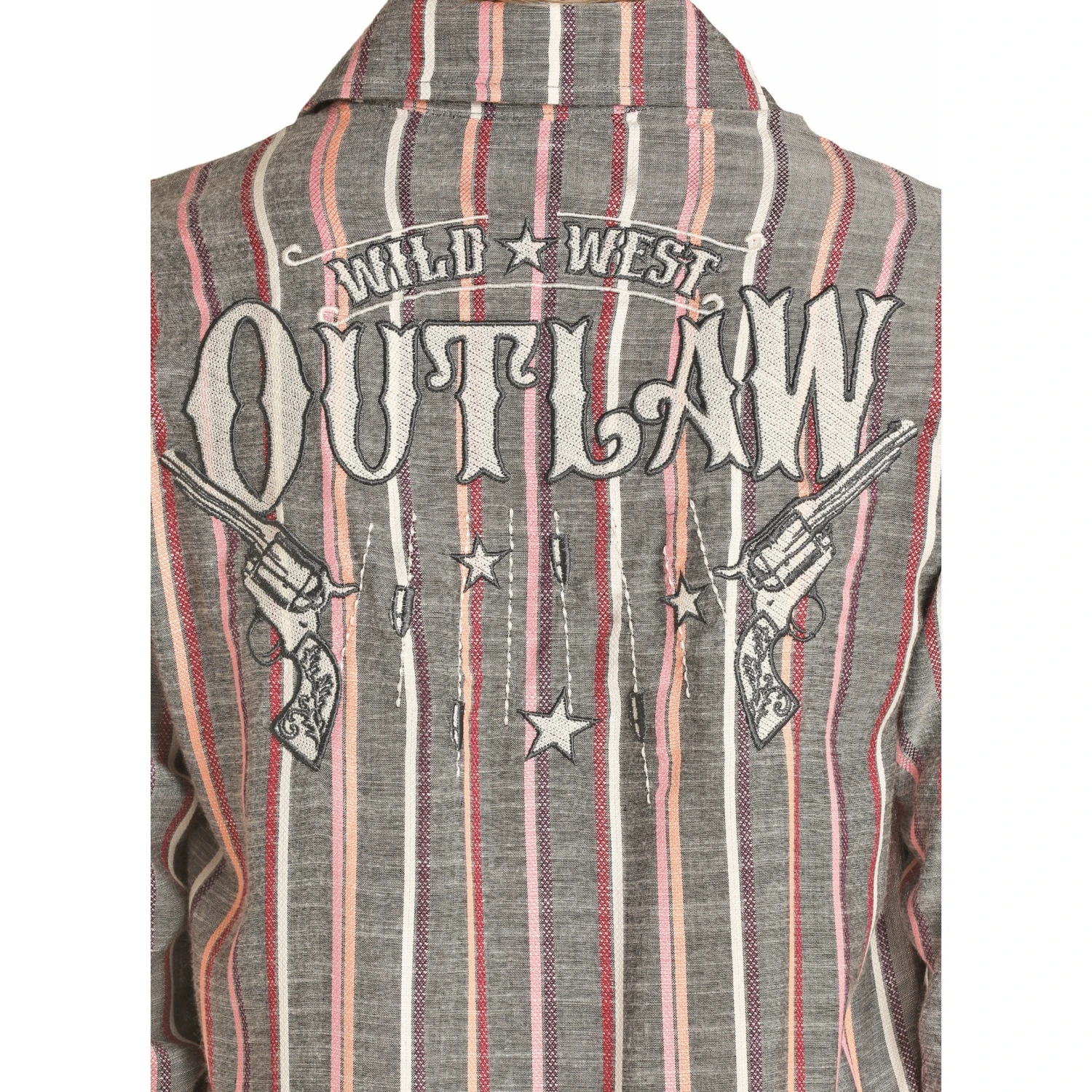 Rock & Roll Cowgirl Ladies Stripe Button Down Long Sleeve Shirt B4B4505 - Image 2
