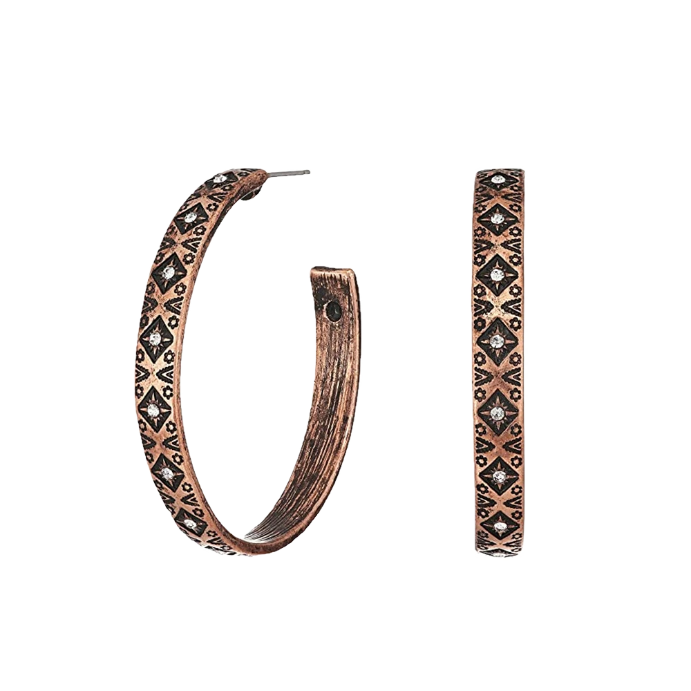 Blazin Roxx® Ladies Aztec Copper Tone Hoop Earrings 29014