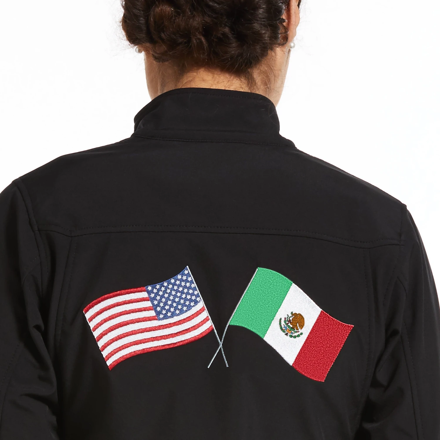 Ariat® Ladies New Team Black USA & Mexico Softshell Jacket 10043236 - Image 5