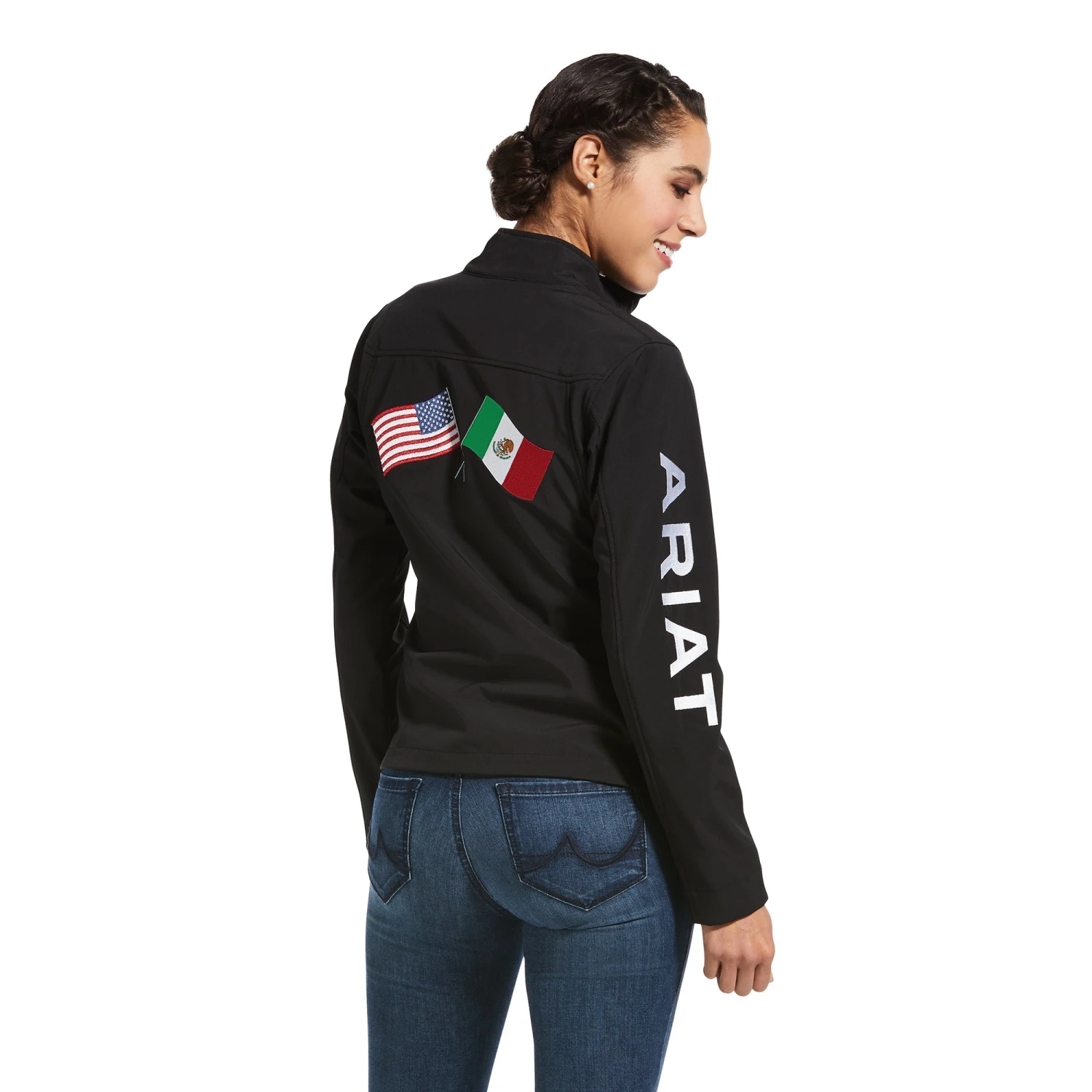 Ariat® Ladies New Team Black USA & Mexico Softshell Jacket 10043236