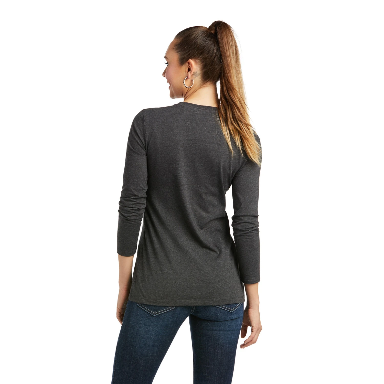 Ariat® Ladies Serape Long Sleeve Charcoal Heather T-Shirt 10038637 - Image 2