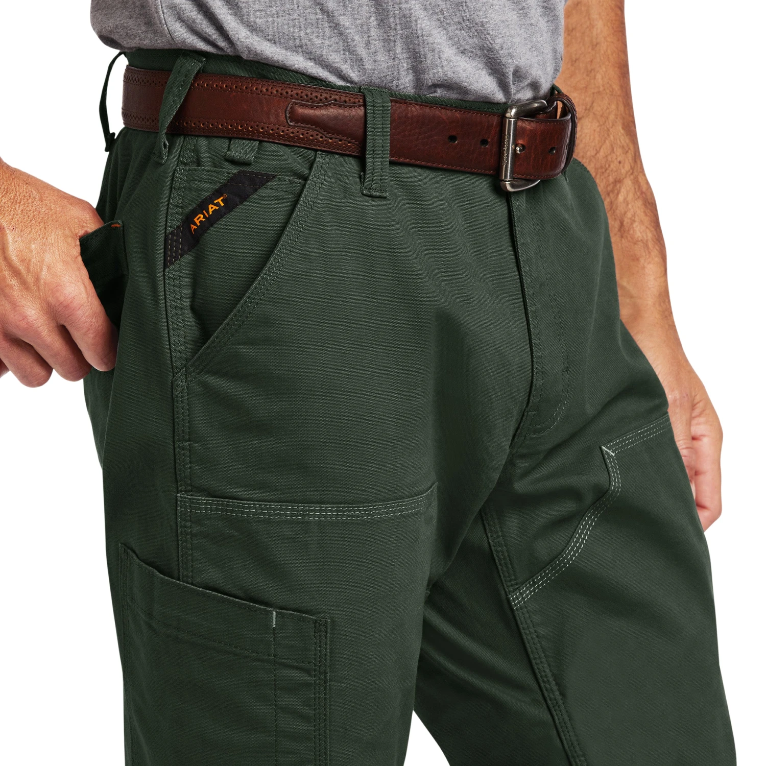 Ariat® Men's Rebar M4 DuraStretch™ Dark Sage Straight Leg Pants 10041082 - Image 4