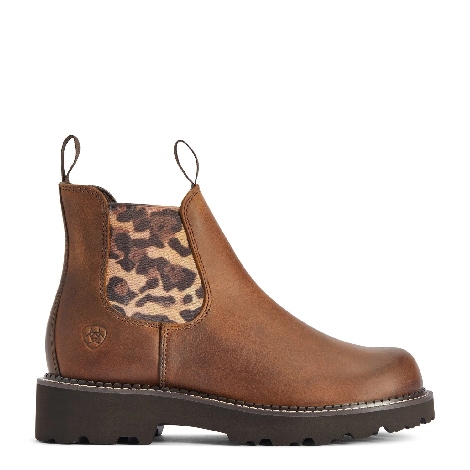 Ariat® Ladies Fatbaby® Twin Gore Tan & Leopard Ankle Boots 10042418 - Image 4