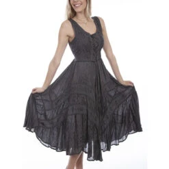 Scully Ladies Lace-Up Front Gunmetal Sleeveless Dress HC118-GUN