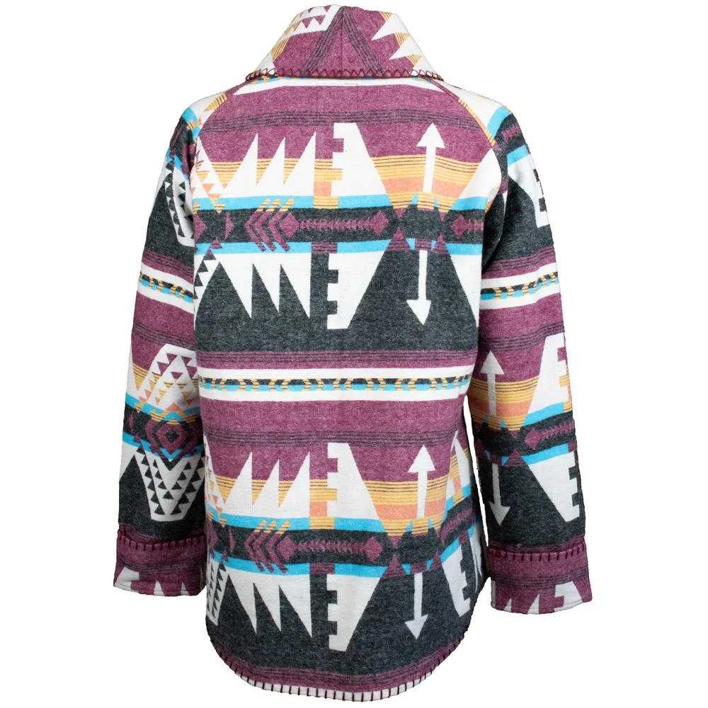 Hooey Ladies Aztec Print Burgundy & Black Cardigan Jacket HJ084BUBK - Image 2