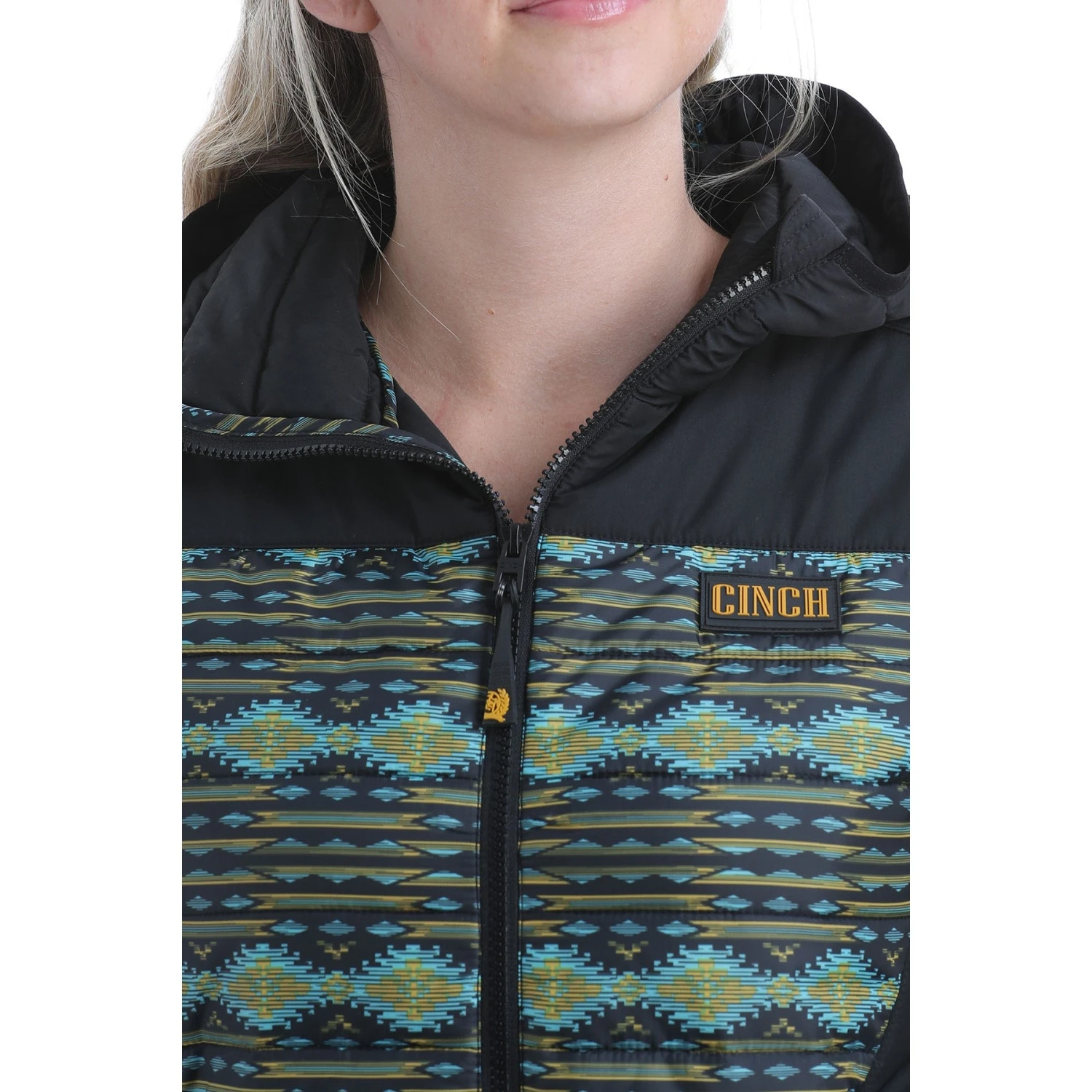 Cinch LadiesPuffer Black Aztec Hooded Jacket MAJ9852001 - Image 4