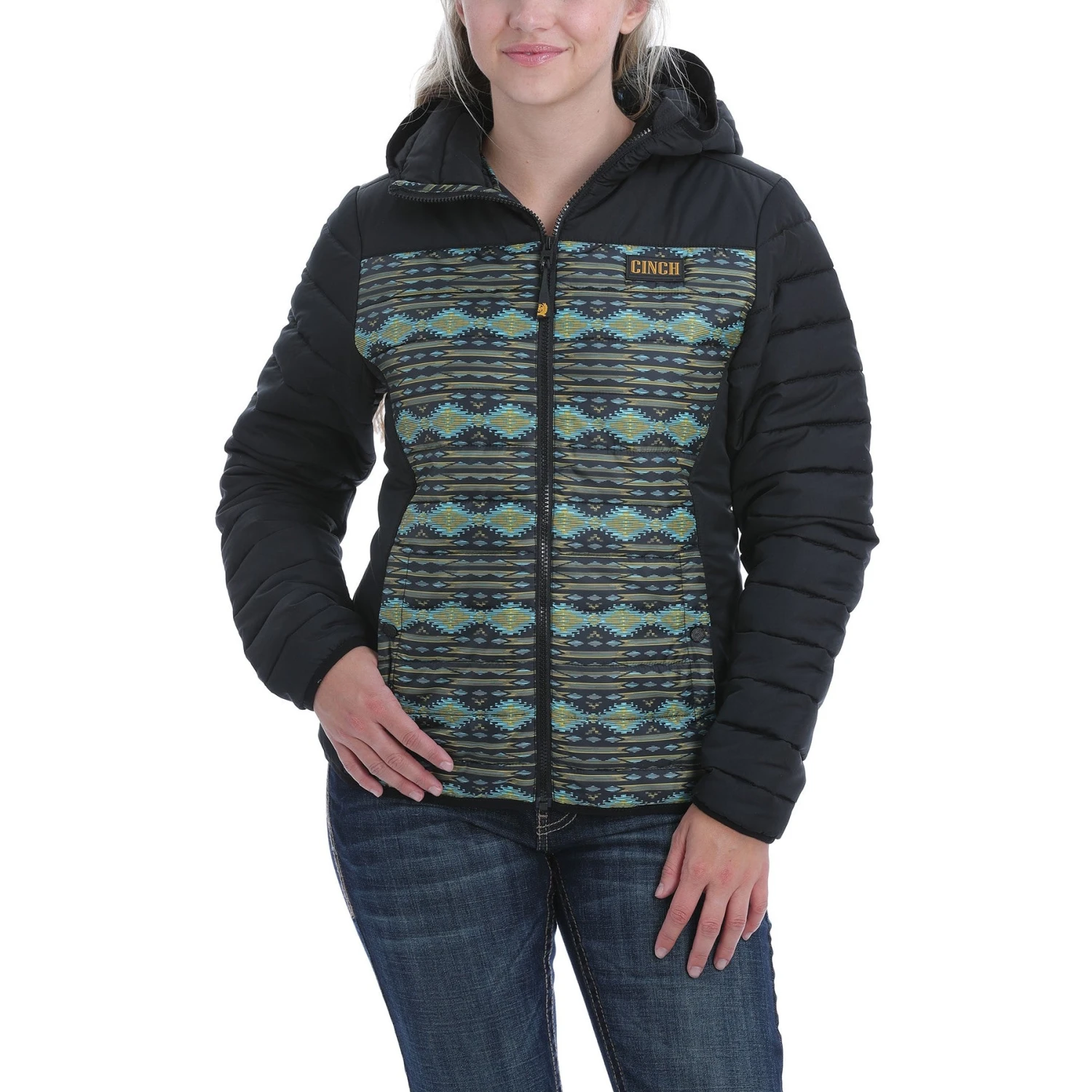 Cinch LadiesPuffer Black Aztec Hooded Jacket MAJ9852001