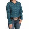 Cinch Ladies Areanflex Teal Button Down Shirt MSW9163017