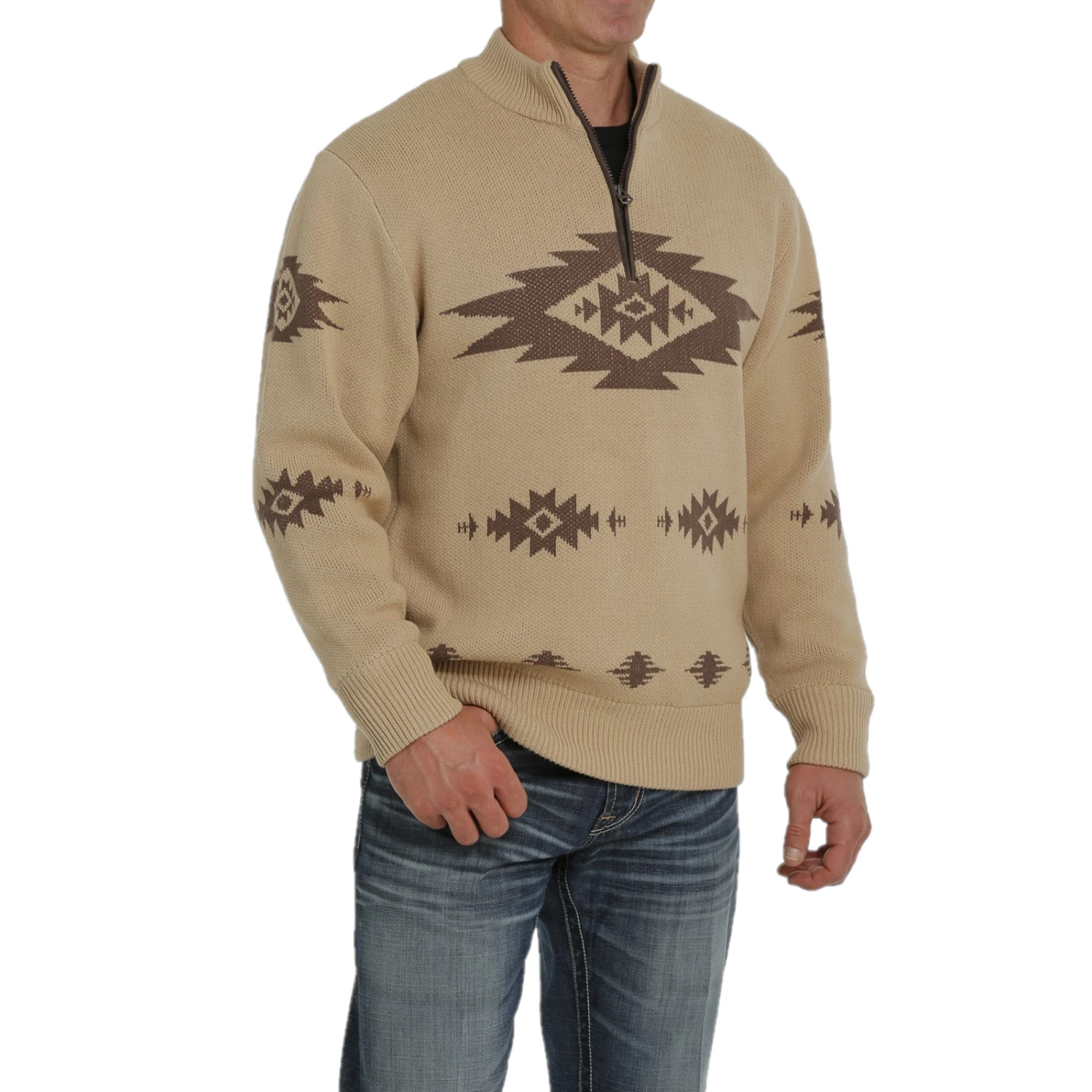 Cinch® Men's Khaki Brown 1/4 Zip Pullover MWK1560002 - Image 2