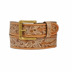 Brighton Men's Natural Floral Tan Leather Belt C14124