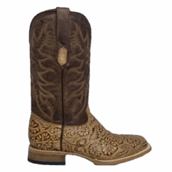 Cowtown® Men's Oryx Hand Floral Tooled Brown Square Toe Boots Q6152