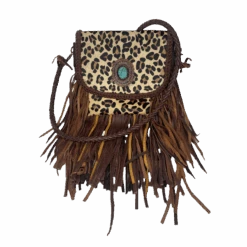 American Darling® Cheetah Cowhide Twist & Fringe Crossbody Purse ADBGM250C