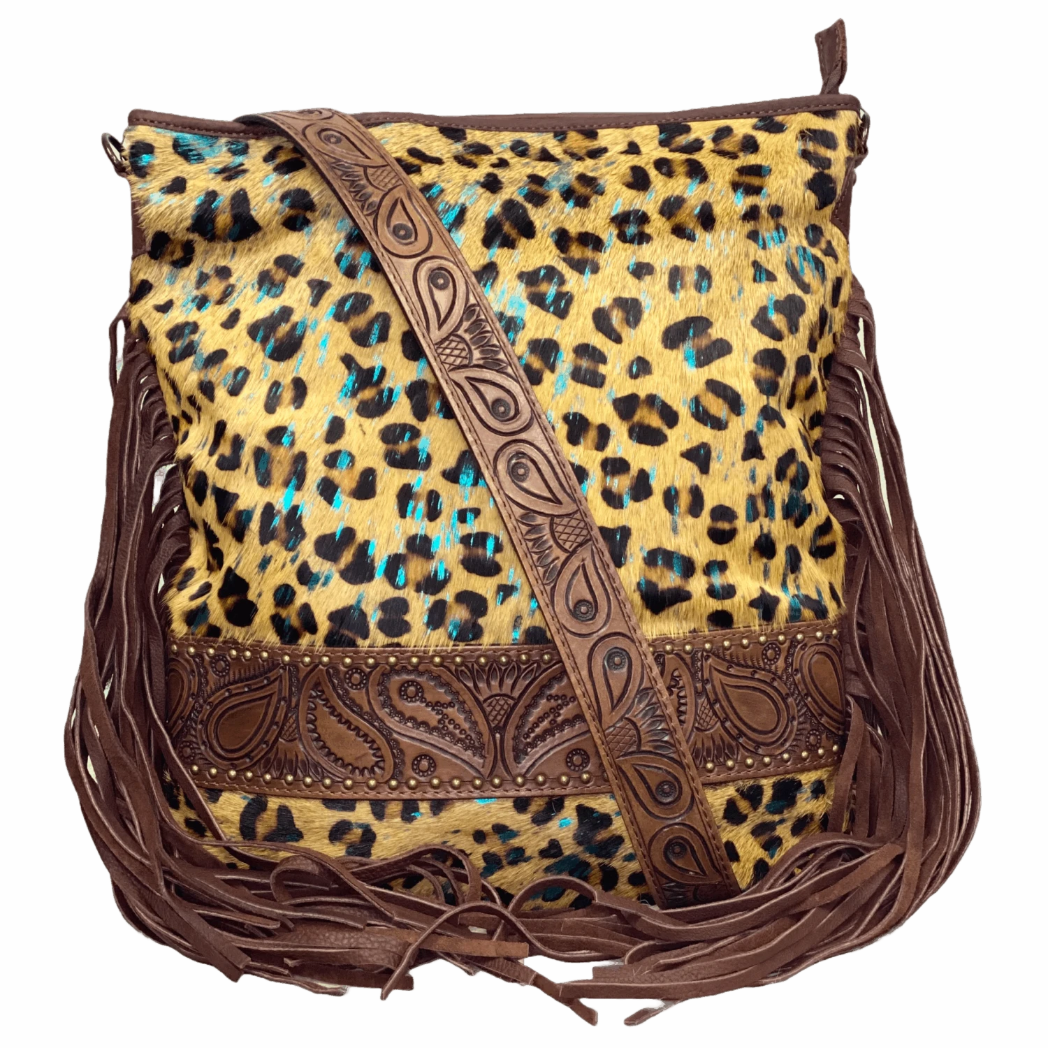 American Darling Cheetah Cowhide With Fringe Crossbody ADBG356CHETRQ