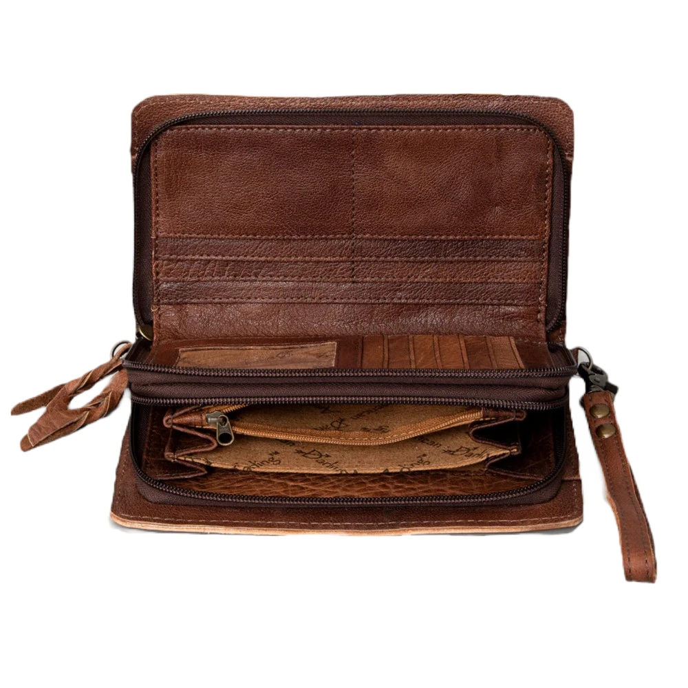 American Darling Floral Embossed Distressed Brown Bag ADBG485BKI - Image 2