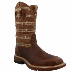 Twisted X Men's Barbwire Rustic Brown & Lion Tan Square Toe Boots MXBAW05