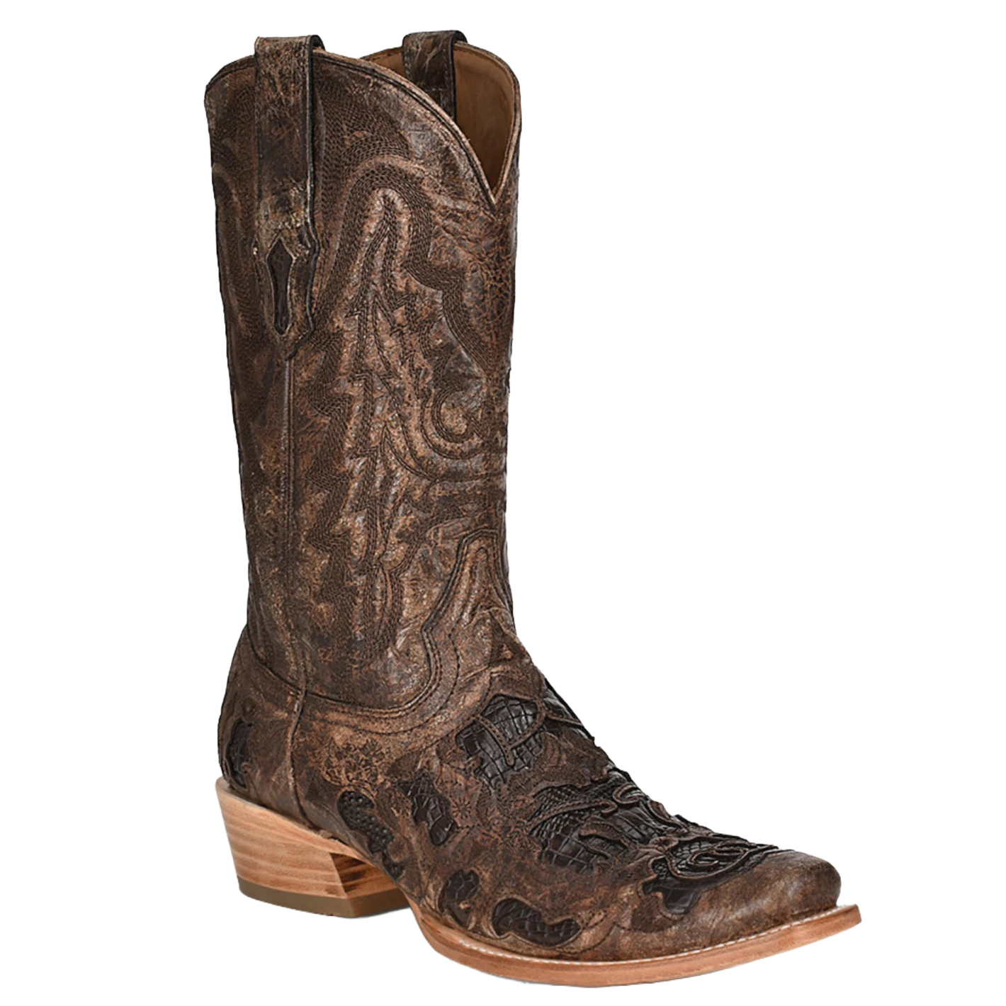 Corral Boots Corral® Men's Brown Exotic Alligator Inlay & Embroidered Western Boots