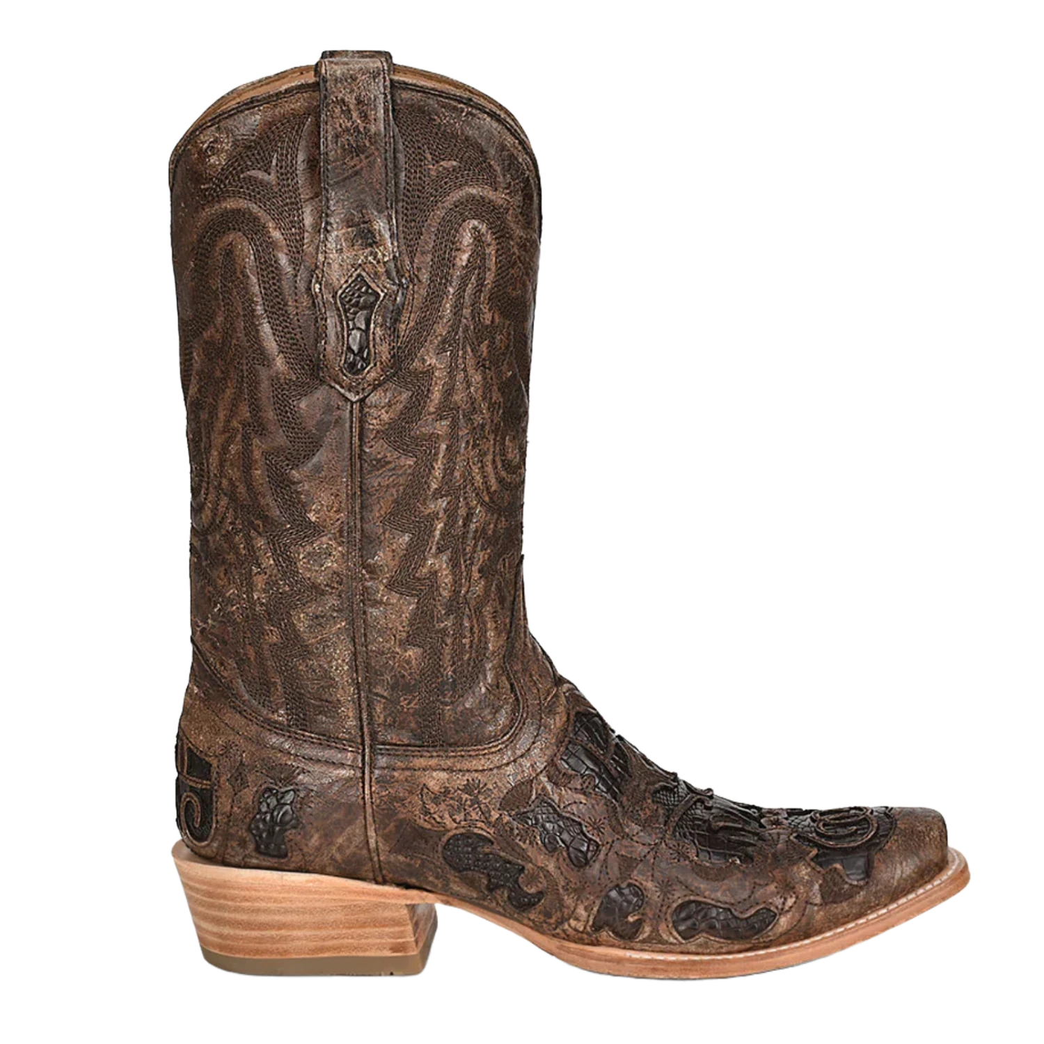 Corral Boots Corral® Men's Brown Exotic Alligator Inlay & Embroidered Western Boots - Image 2