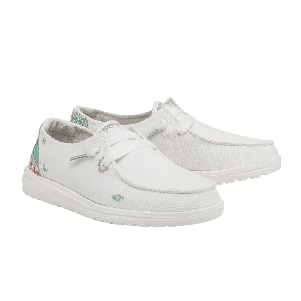 Hey Dude Ladies Wendy Flora Lily White Casual Shoes 40064-1JV