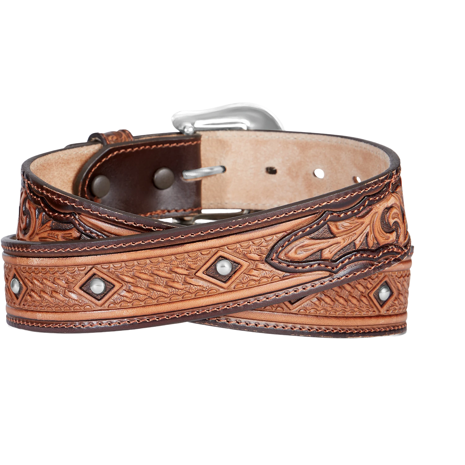 Brighton Men's Diamond Drifter Western Dark Brown Belt C42784 - Image 2