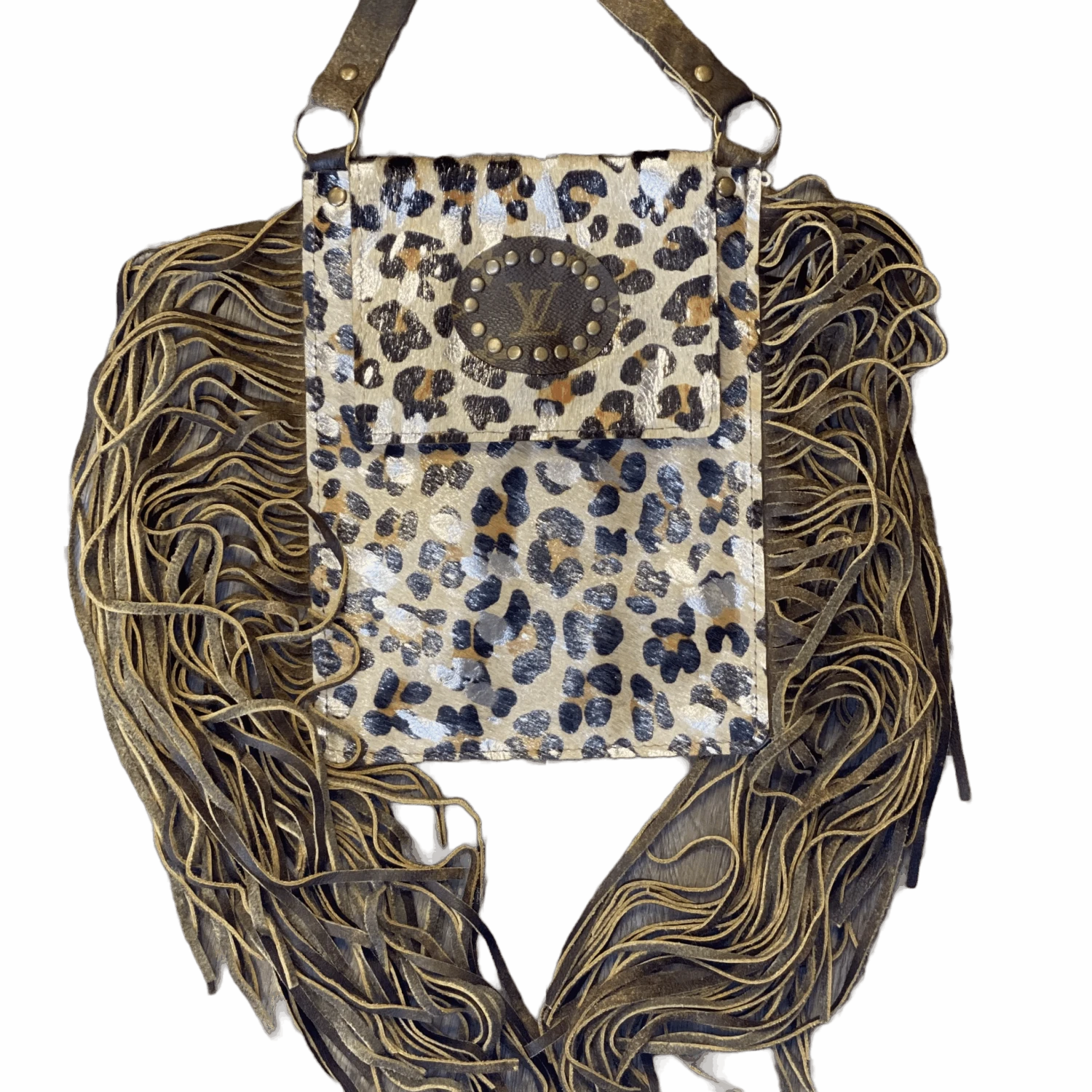 Keep It Gypsy Louis V Upcycled Leopard Cowhide Crossbody KGLP08