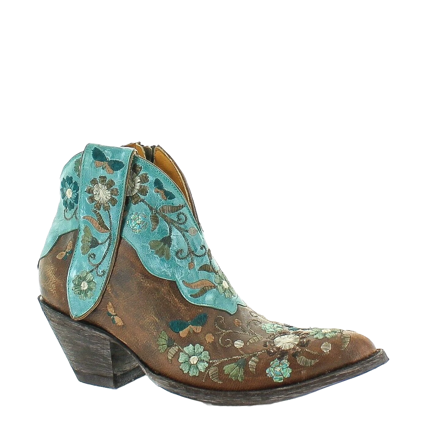 Old Gringo Ladies Cate Brown & Turquoise Floral Shortie Boots BL3186-1