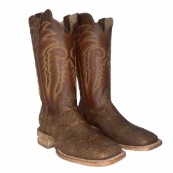 R.Watson® Men's Cognac Ring Lizard Square Toe Boots RW7901-2