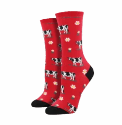 Sock Smith Ladies "LEGENDAIRY"Red Crew Socks WNC1516-RED