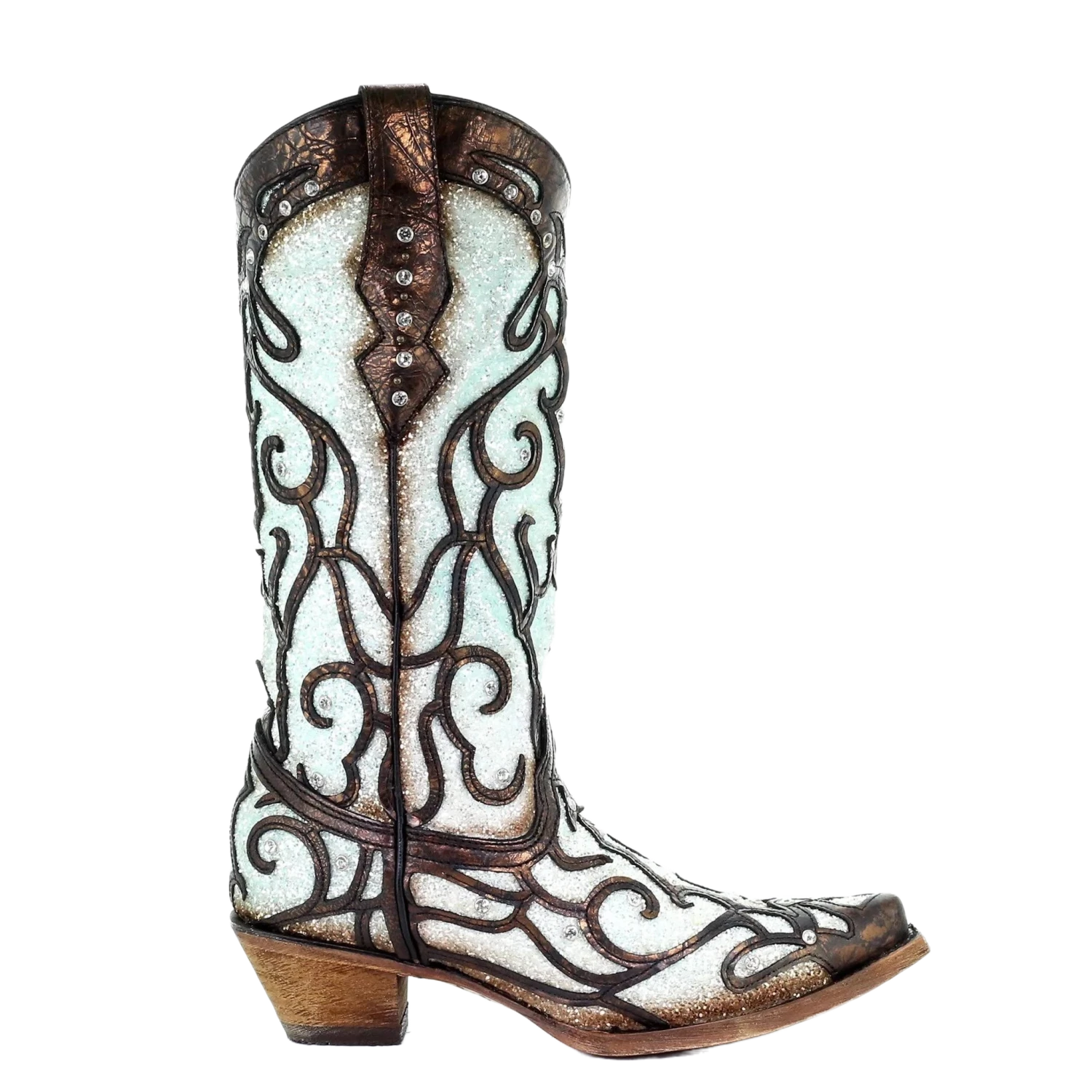 Corral Boots Corral Ladies Sky Blue Inlay And Studded Western Boots C3460 - Image 2