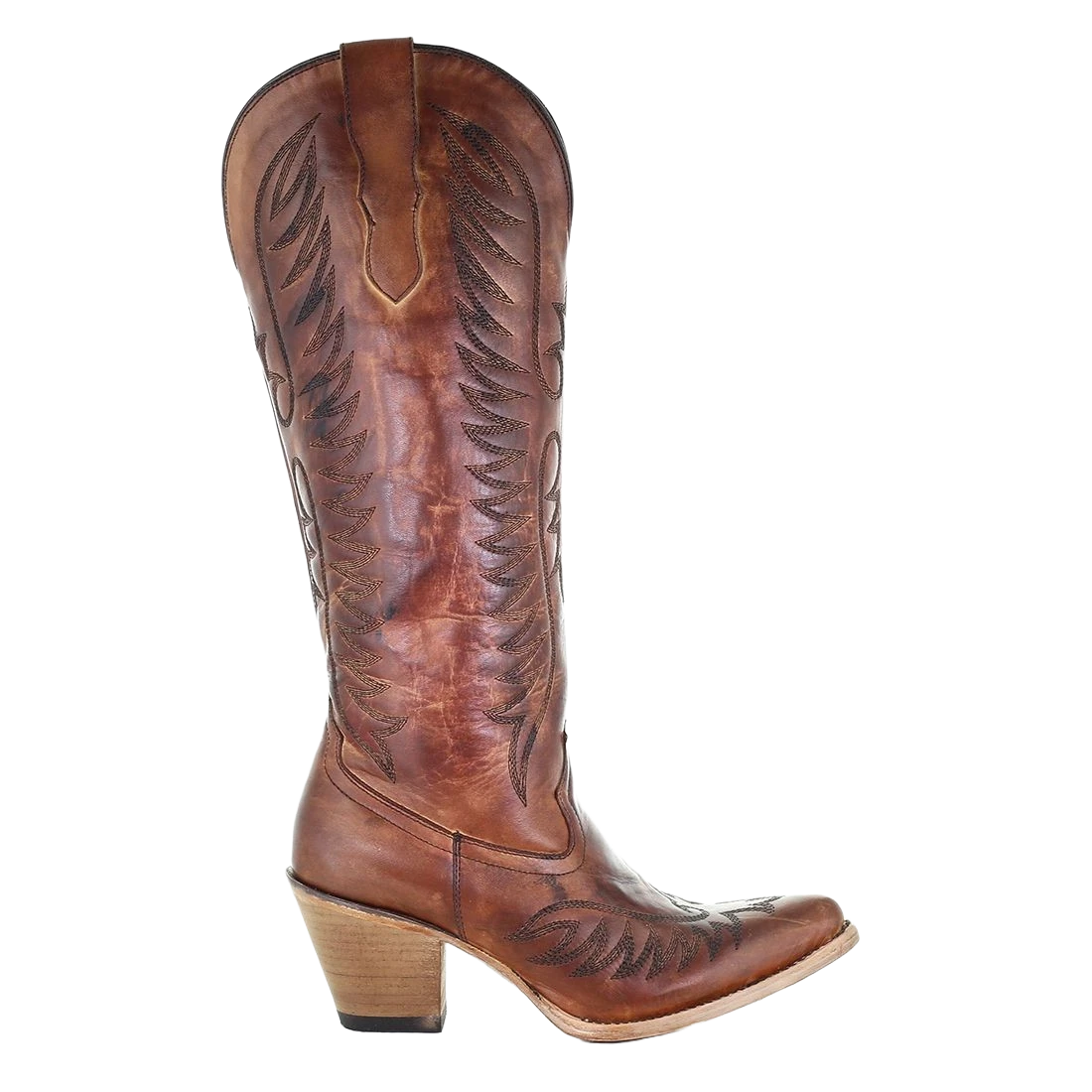 Corral Boots Corral Ladies Cognac Brown Embroidery Tall Leather Boots E1570 - Image 2