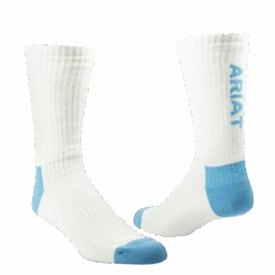 Ariat 3 Pack Cotton White & Blue Crew Socks AR2239-200