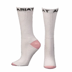 Ariat Ladies 3 Pack White & Pink Crew Socks A2500605