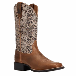 Ariat Ladies Round Up Pearl Brown & Leopard Wide Square 10040363