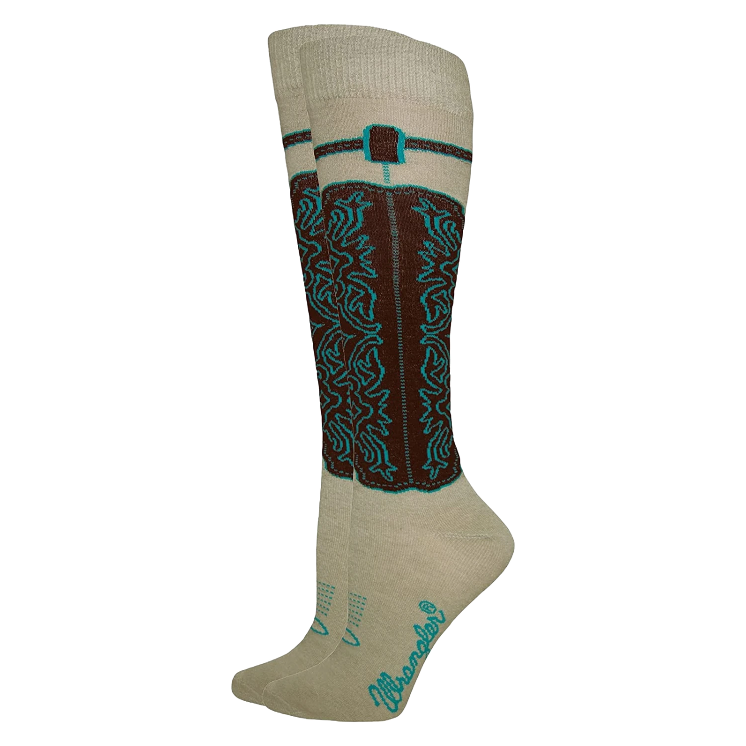 Wrangler® Ladies Wild West Boot Khaki Knee High Socks 00261-3550-MED