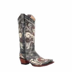 Circle G By Corral Ladies Distressed Black Embroidery Boots L5438