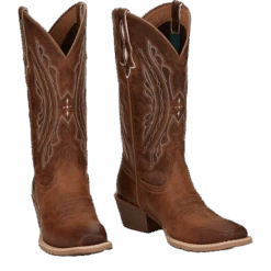 Justin® Ladies Rein Cowhide Leather Tan Square Toe Western Boots L2962