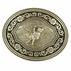 Nocona Silver Scroll & Bull RiderBelt Buckle 37710