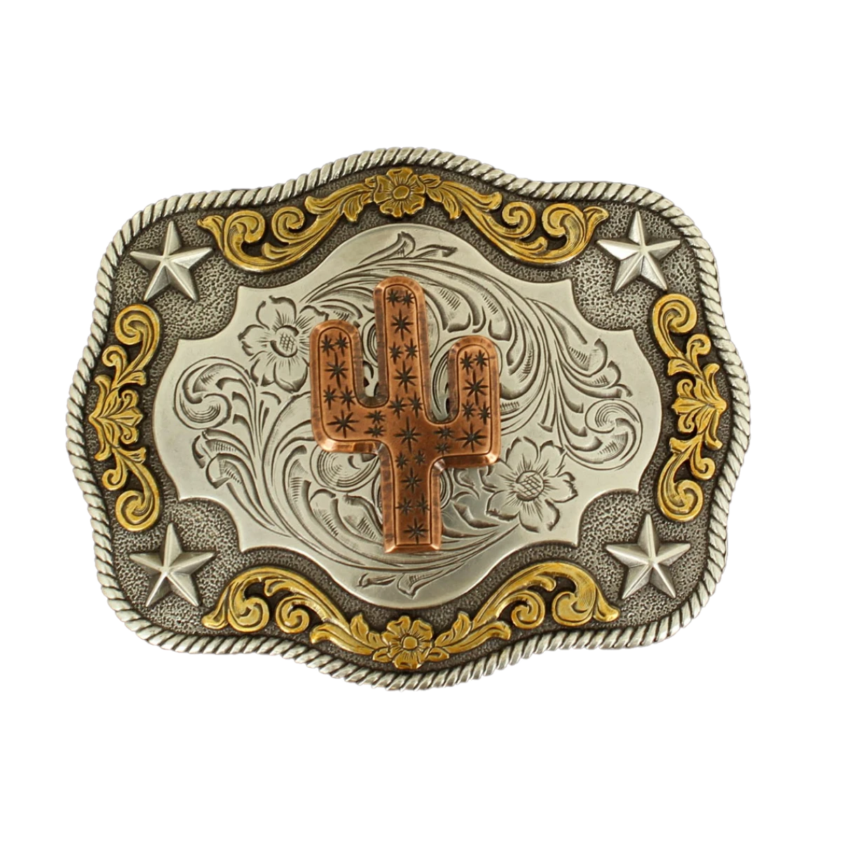 Nocona Mens Tri Tone Cactus Belt Buckle 37400