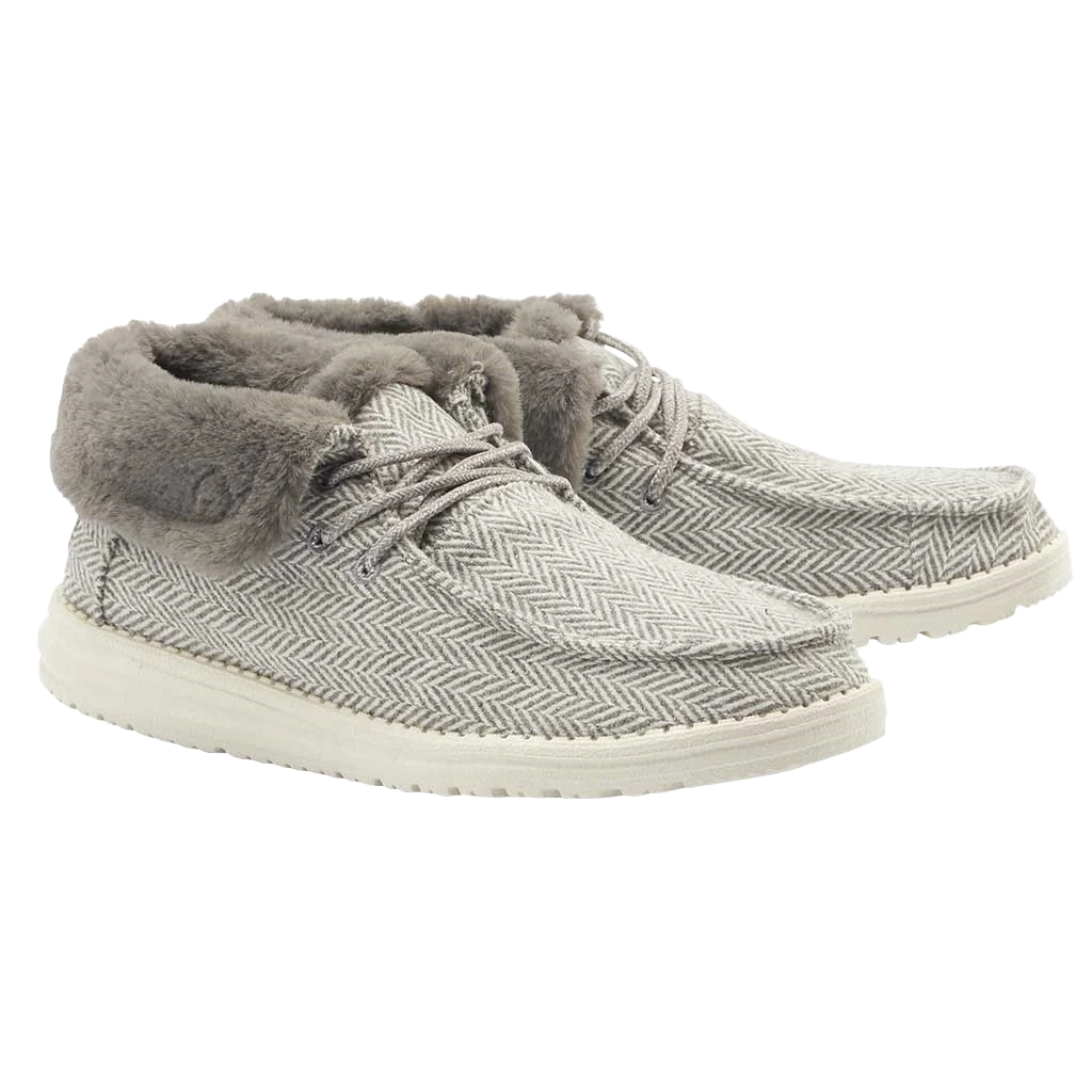 Hey Dude Ladies Britt Wool Herringbone Grey Shoes 121773133