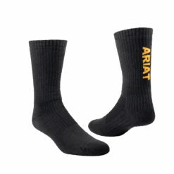 Ariat® Men's Premium Cotton Black 3 Pack Crew Work Socks 10036518